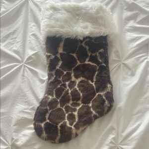 Giraffe Print Faux Fur Christmas Stocking